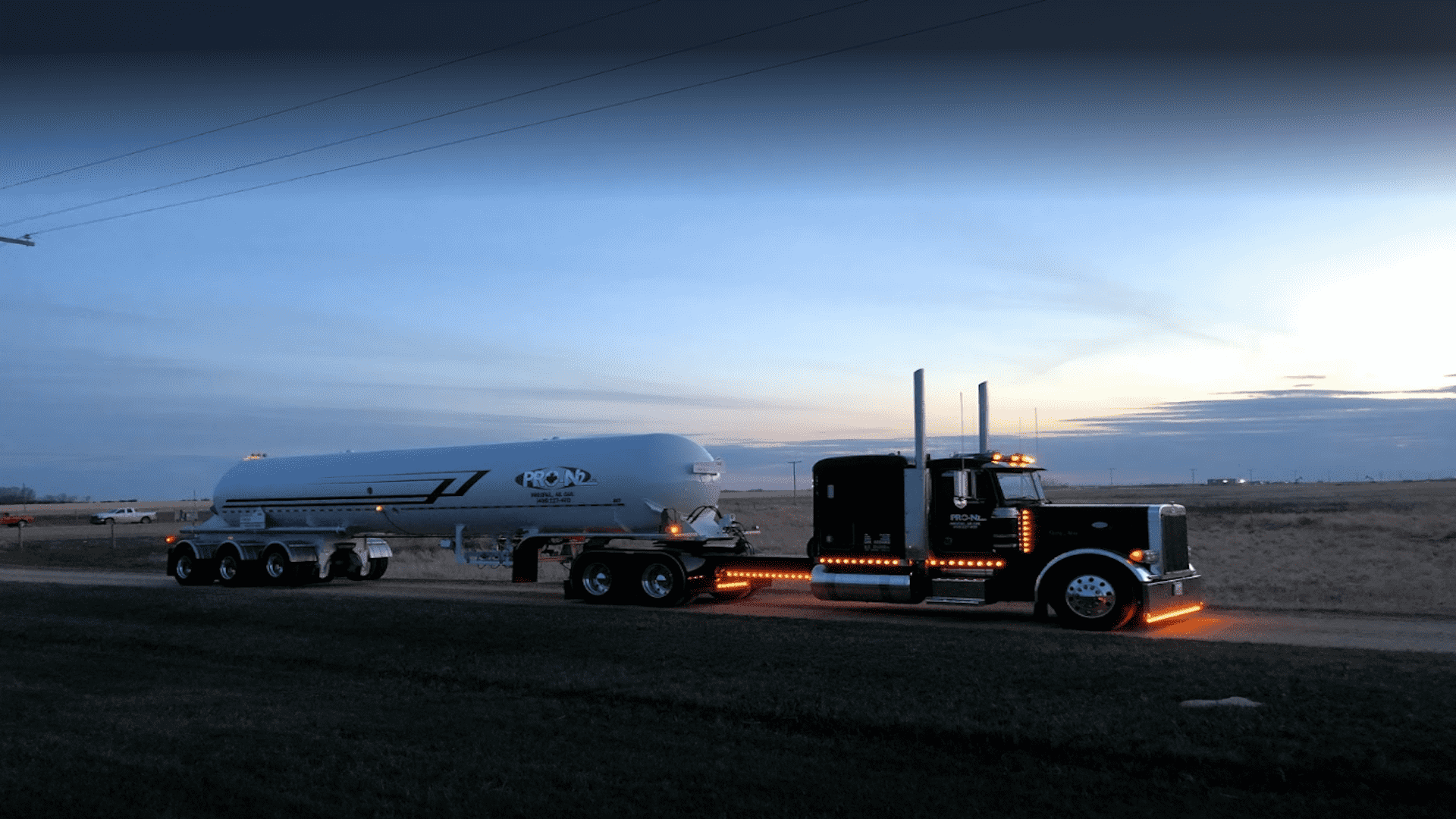 A ProN2 truck hauling a tank of nitrogen